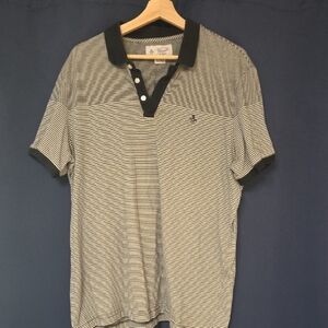 Original Penguin Black & White Striped Polo Shirt